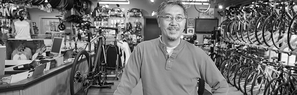Owner of the bicycle shop; image used for Get Rate page.