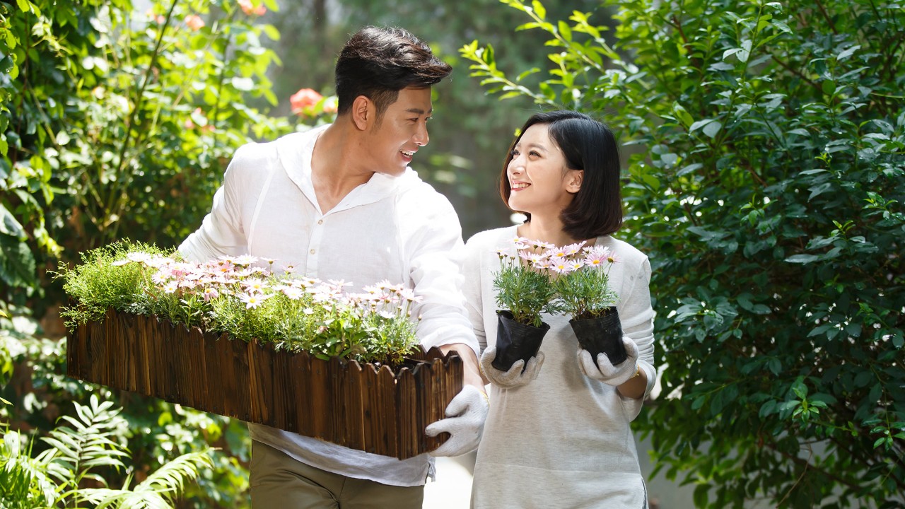 男子送花给妻子,图片用于信用卡9元周花 妆点生活