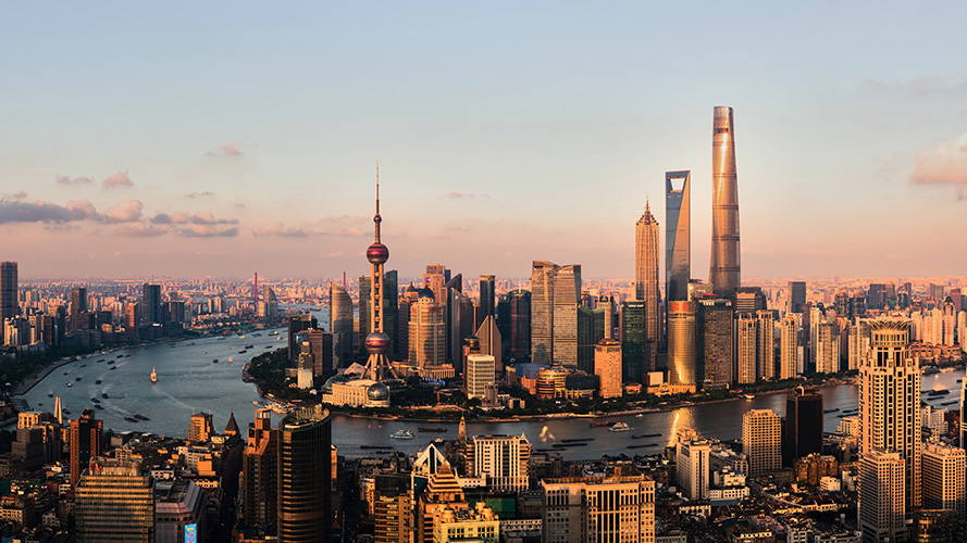 The Bund in the sunset，image is used for ' Personal Large-Denomination Certificates of Deposit'