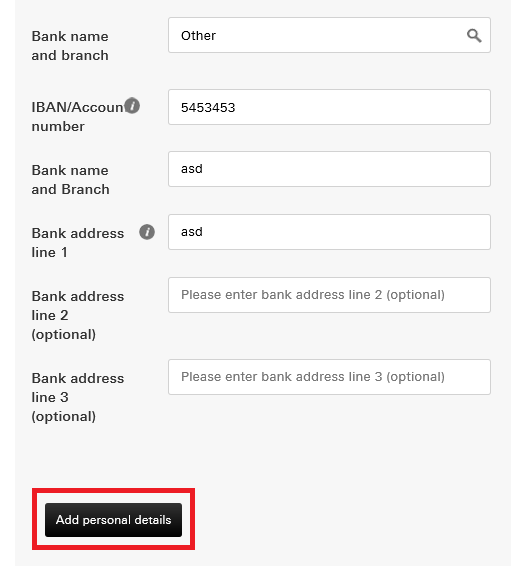 Enter the transfer account information