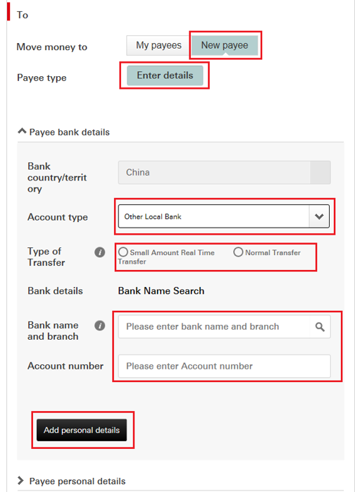 Transfer-Other Local Bank