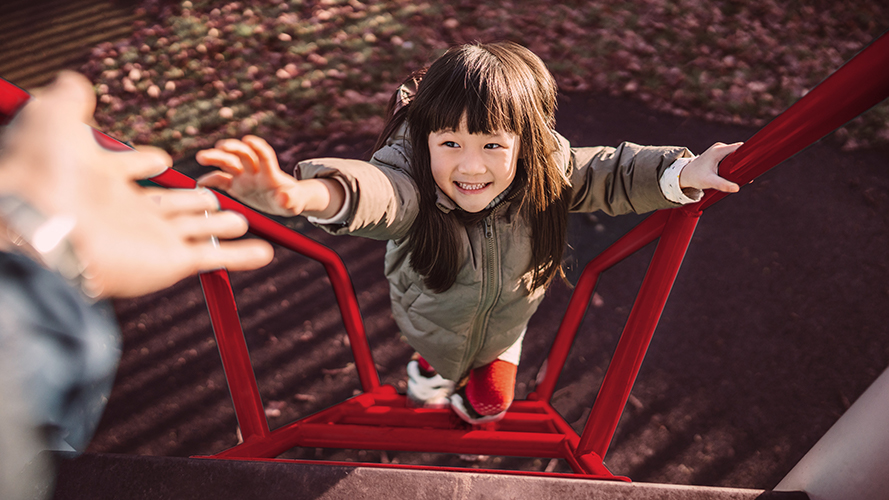 Girl wearing a mark; the image used for premier next generation