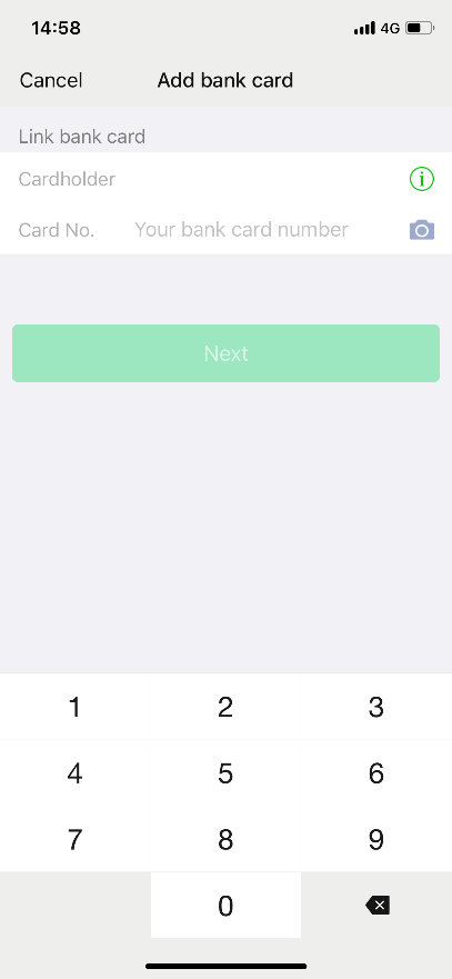 Enter the debit card number process.