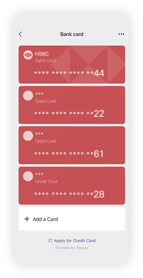 Click “+” at the bottom of the page to add the card process.