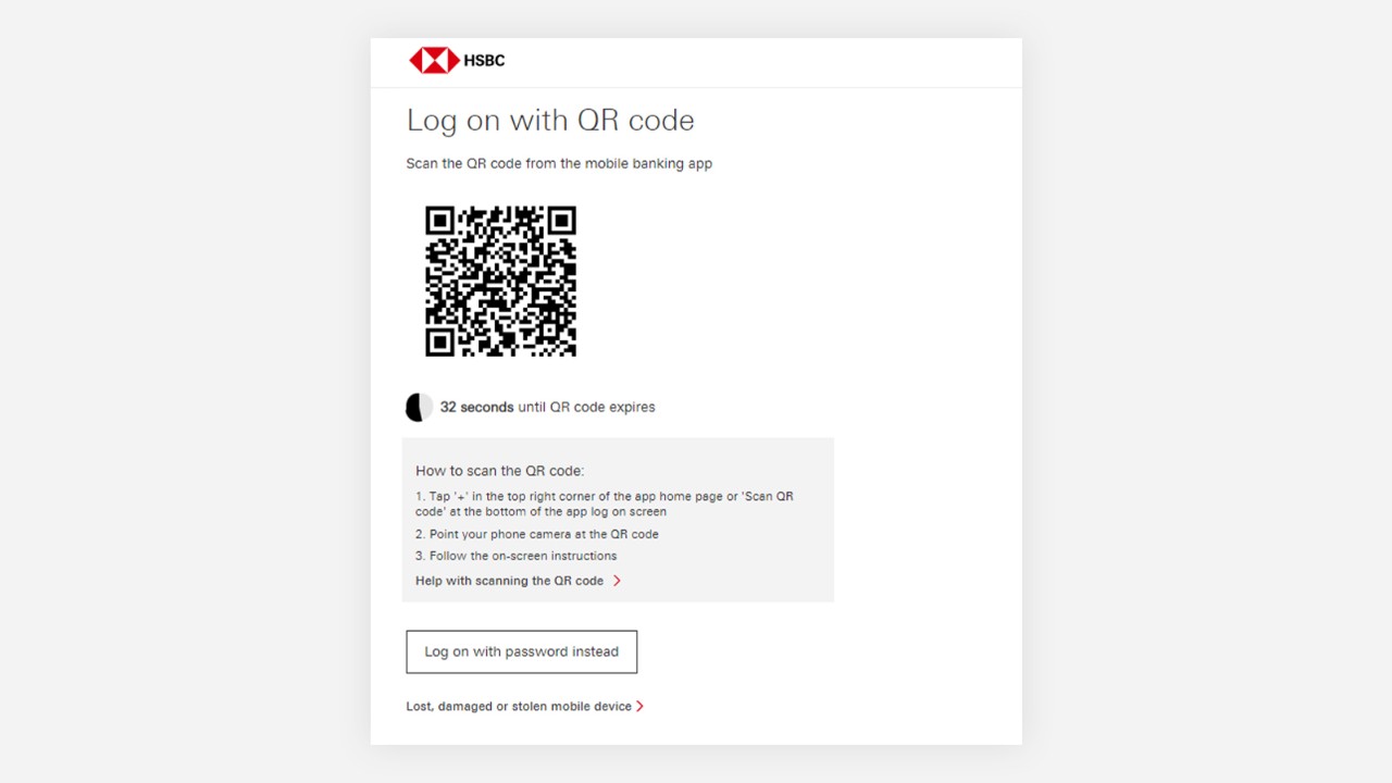 The screen log on with QR code