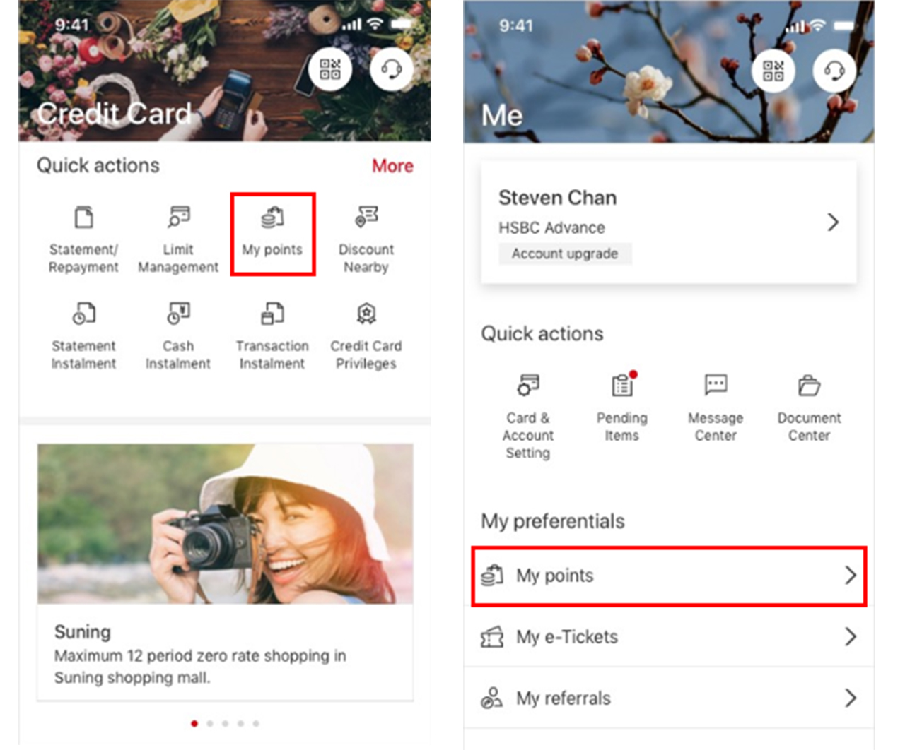 View and redeem debit card points steps