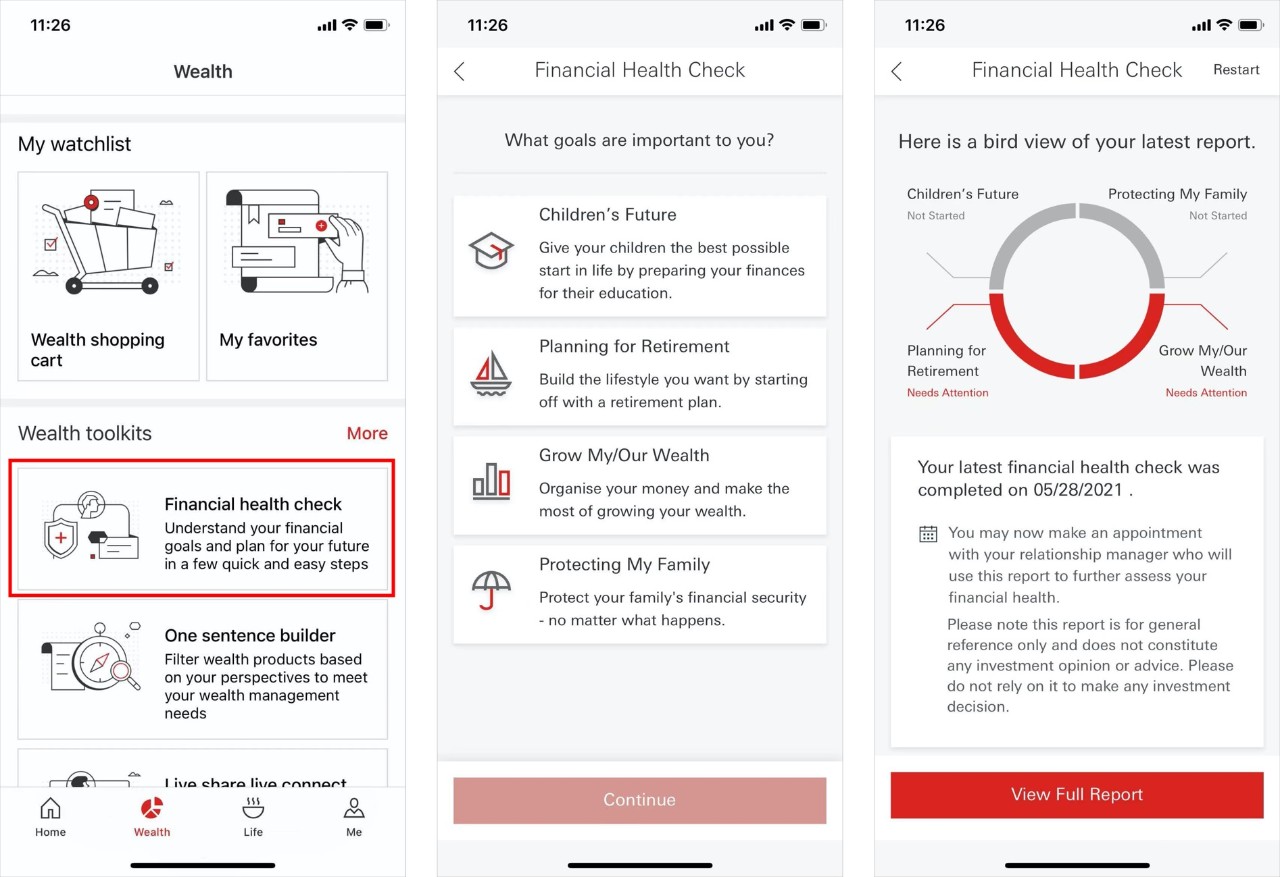 Financial health check on mobile banking
